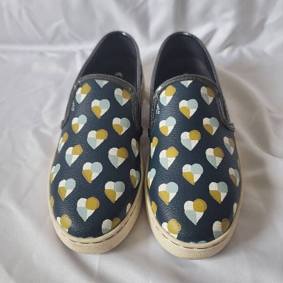 COACH womens Sz 5B midnight navy slip on hearts sneakers - Picture 7 of 7